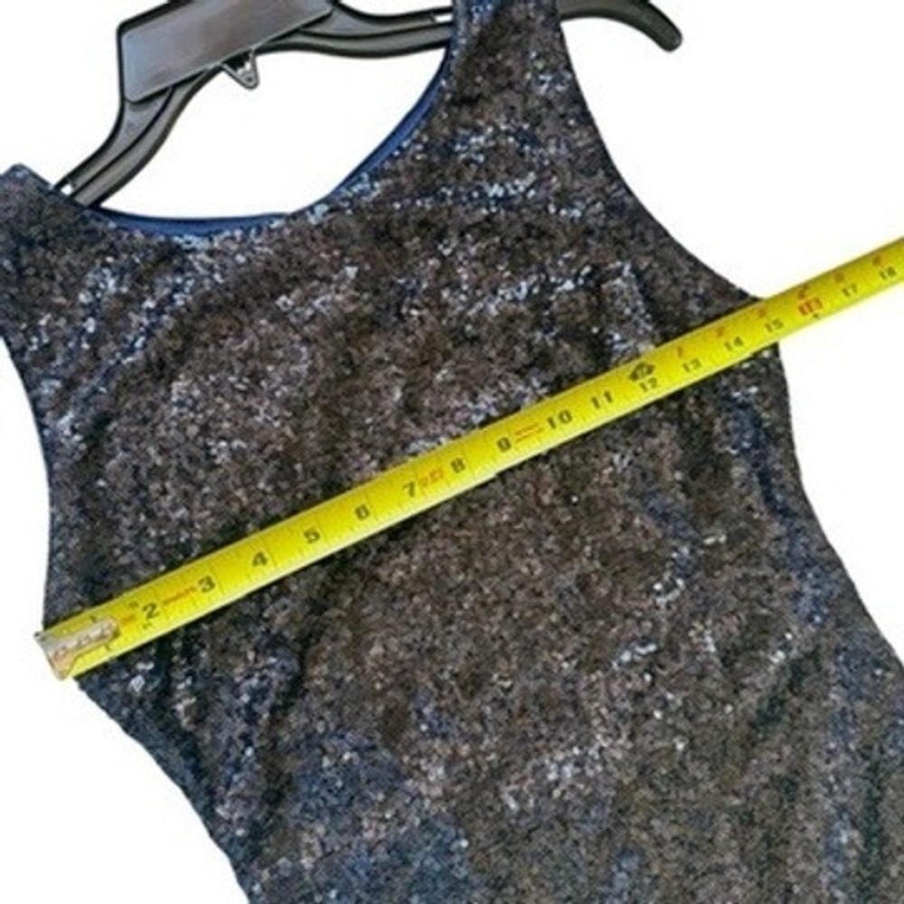 Navy Sequined Mermaid Gown Keyhole Back Formal Dress Women Small - Picture 7 of 8